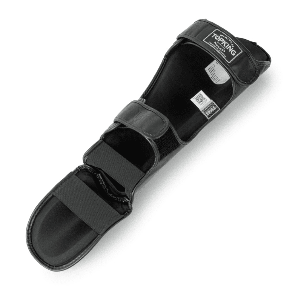 Top King Pro Leather Muay Thai Shin Guards Black/White – MMA Fight