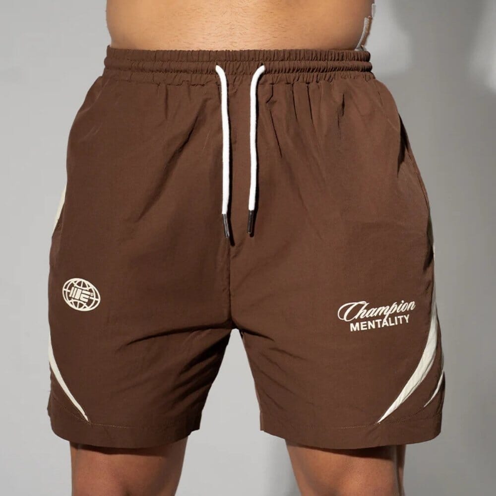 Engage Champion Mentality Track Shorts Brown/White Training Shorts Engage