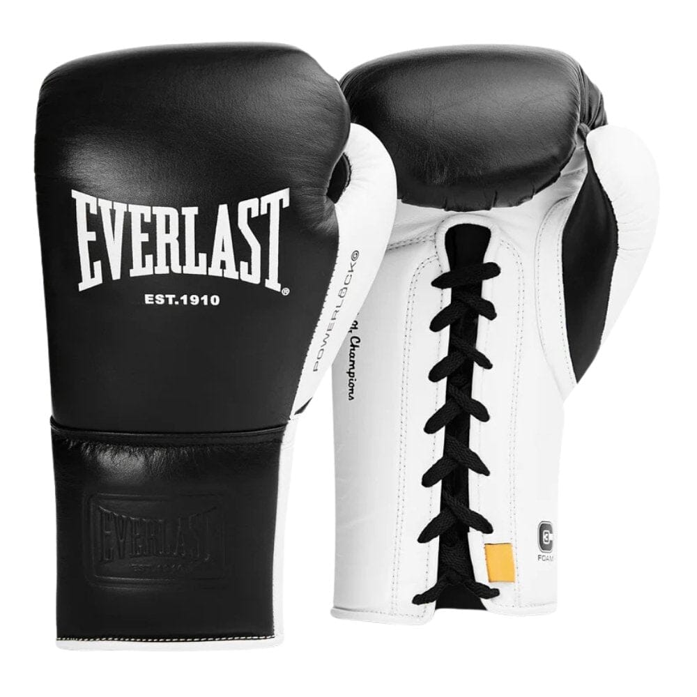 Everlast Powerlock Pro OG Laced Boxing Gloves Black/White – MMA