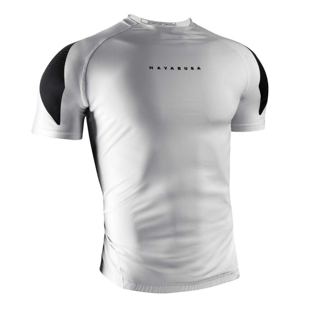 Hayabusa Pro Ranked Short Sleeve Rashguard White Rashguards Hayabusa