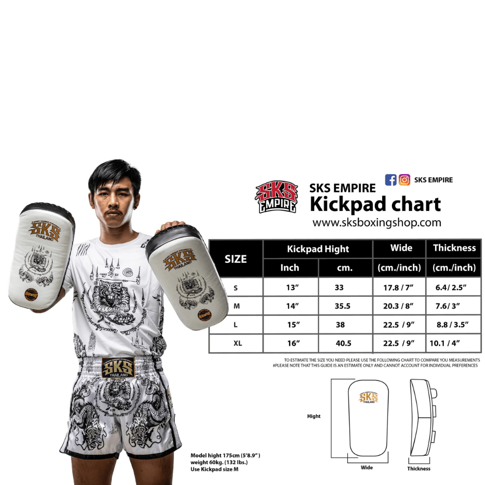 SKS White Sakyant Thai Pads Large Thai Pads SKS