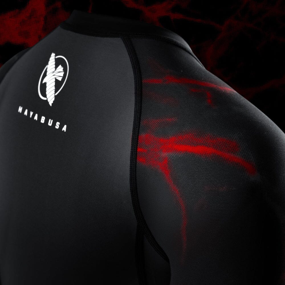 Hayabusa UFC BJJ Womens Short Sleeve Rashguard Black/Red Rashguards Hayabusa