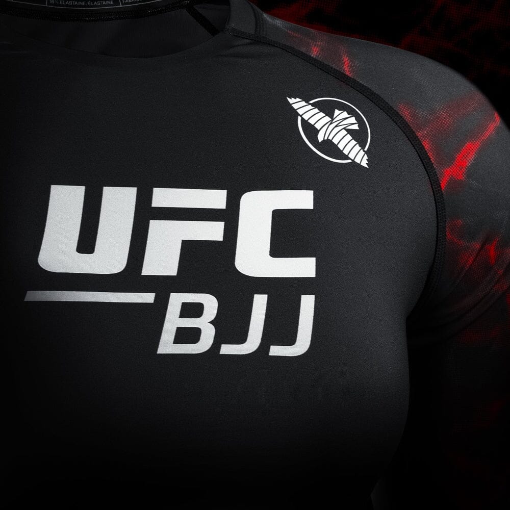 Hayabusa UFC BJJ Womens Short Sleeve Rashguard Black/Red Rashguards Hayabusa