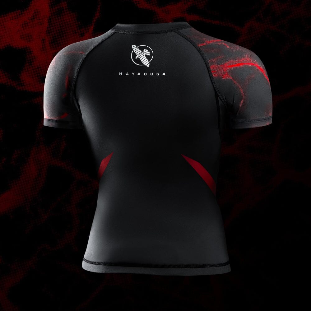 Hayabusa UFC BJJ Womens Short Sleeve Rashguard Black/Red Rashguards Hayabusa