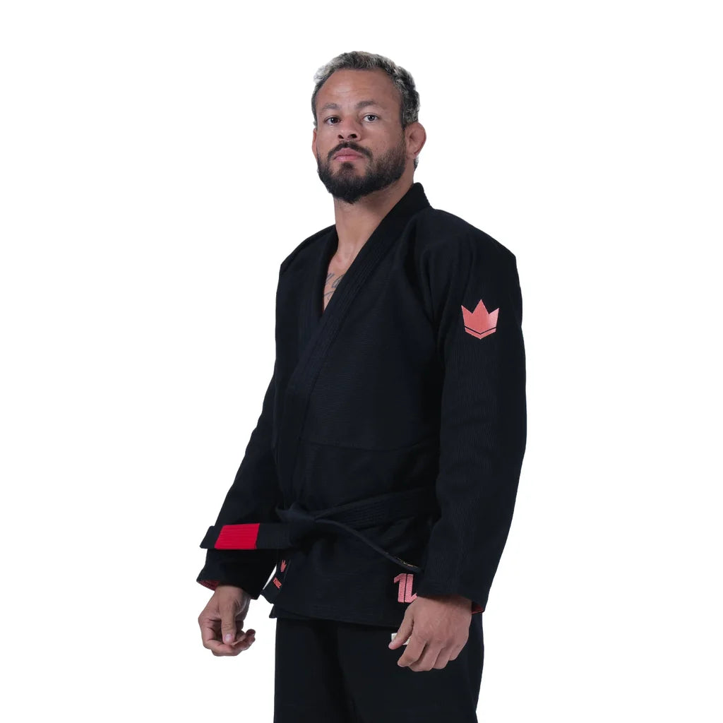 Kingz Mens The One V2 Guava Jiu Jitsu Gi Black/Peach — front three-quarter