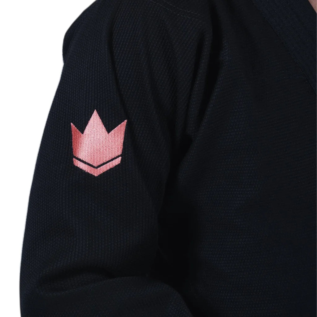 Kingz Mens The One V2 Guava Jiu Jitsu Gi Black/Peach — sleeve crown embroidery