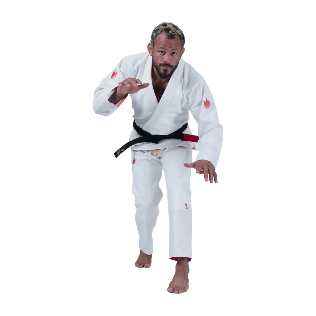 Kingz Mens The One V2 Guava Jiu Jitsu Gi White/Peach — grappling stance