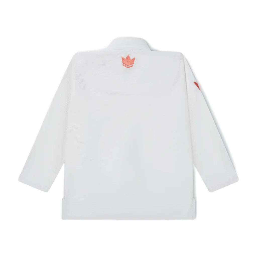 Kingz Mens The One V2 Guava Jiu Jitsu Gi White/Peach — jacket back