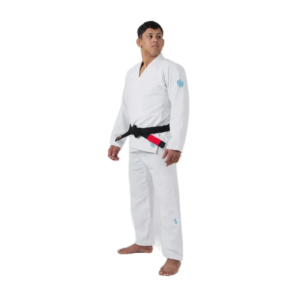 Kingz Mens The One V2 Sky Blue Jiu Jitsu Gi Blue/White — full-length three-quarter