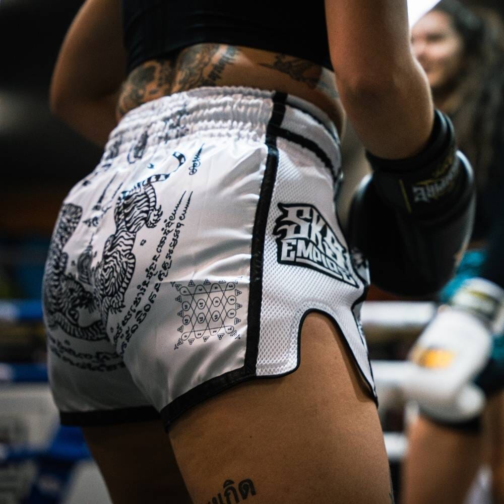 SKS White Sakyant Muay Thai Shorts Muay Thai Shorts SKS