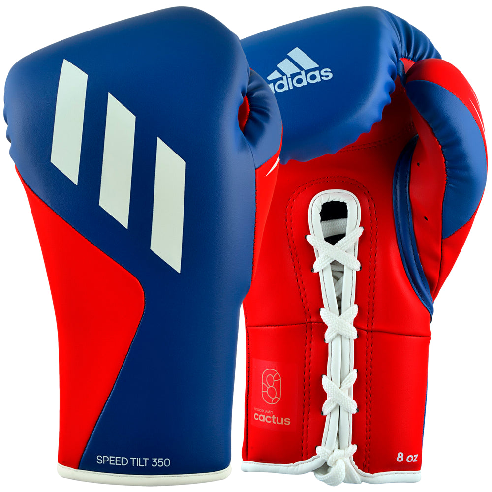 adidas Tilt 350 Pro Training Gloves Lace Up 12oz 14oz 16oz Blue/Red