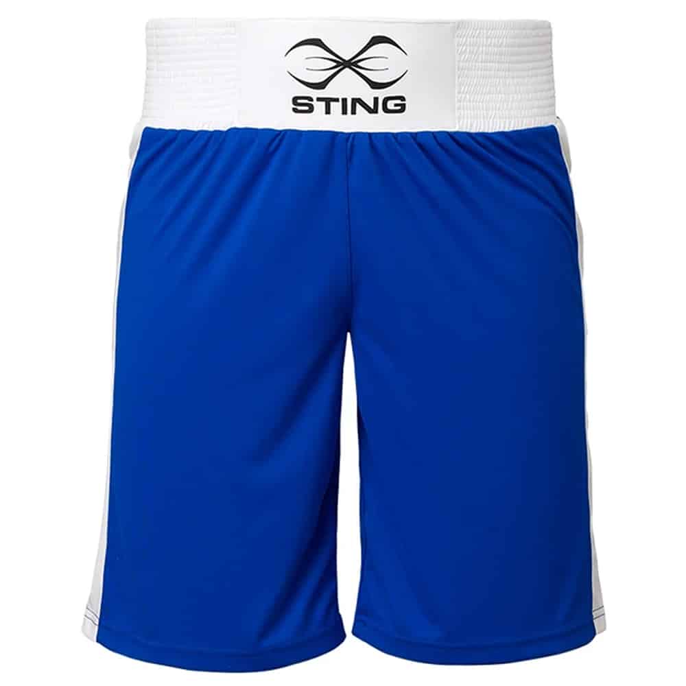 Sting Mens Mettle Boxing Shorts AIBA Approved Blue Front