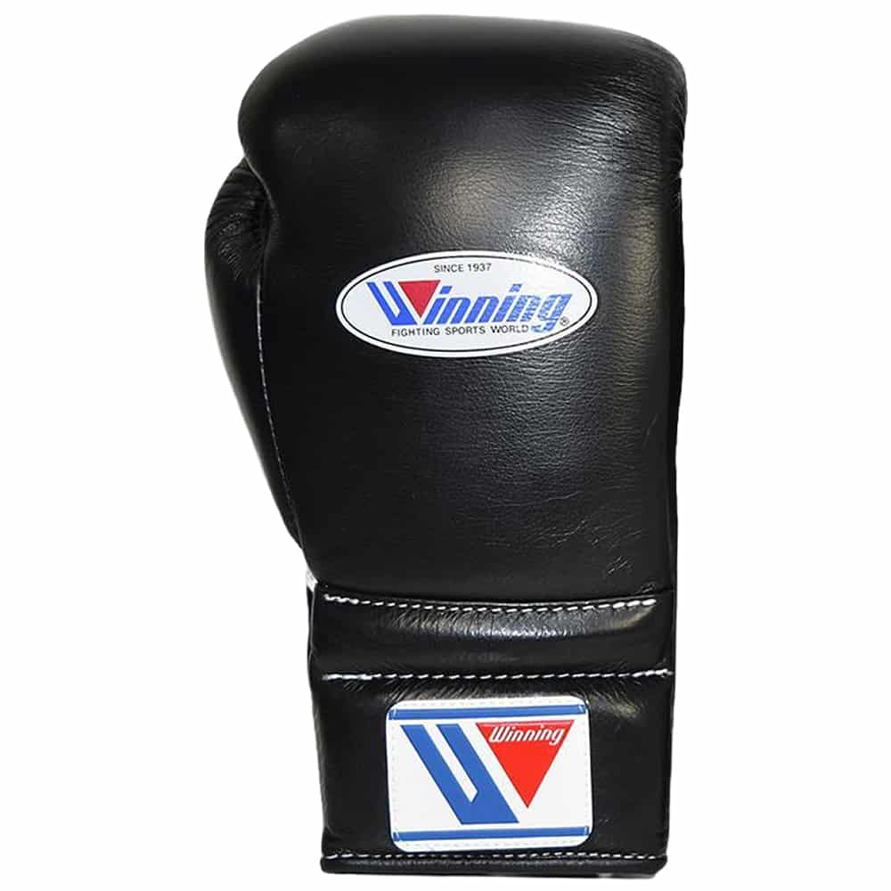 Winning MS- Lace Up Boxing Gloves Black Top