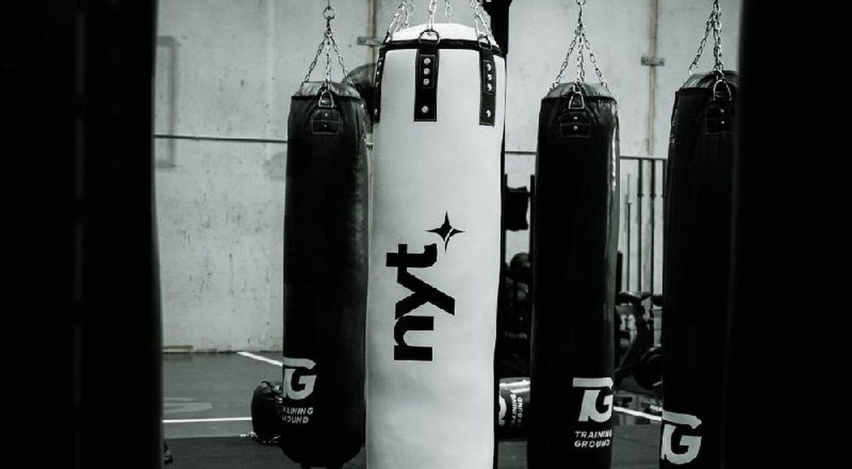 Heavy punching bag in a boxing gym