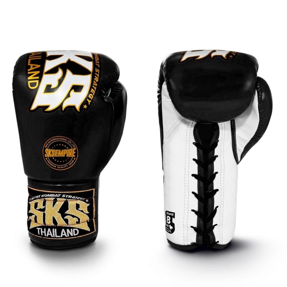 SKS Trapezoid Lace Boxing Gloves Black Boxing Gloves SKS Black 10oz 
