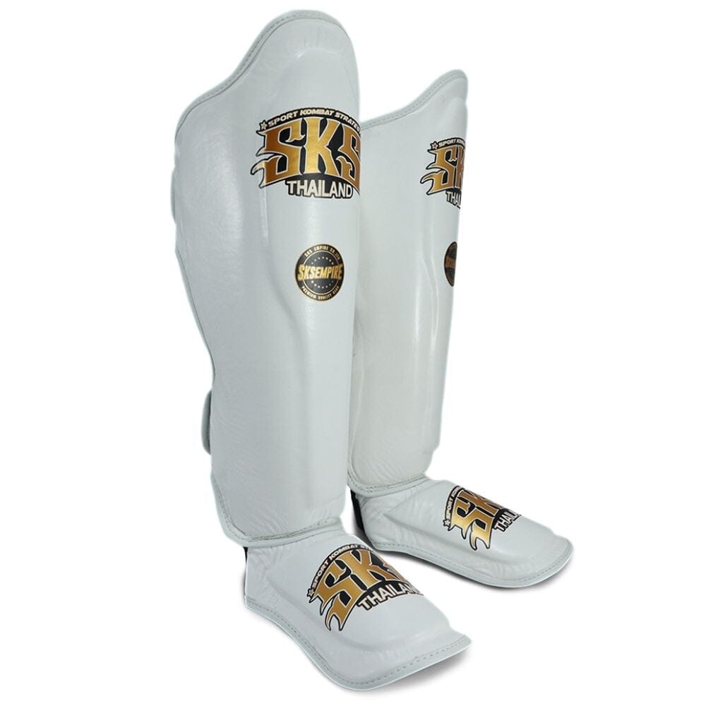 SKS White Muay Thai Shin Guards Shin Guards SKS 