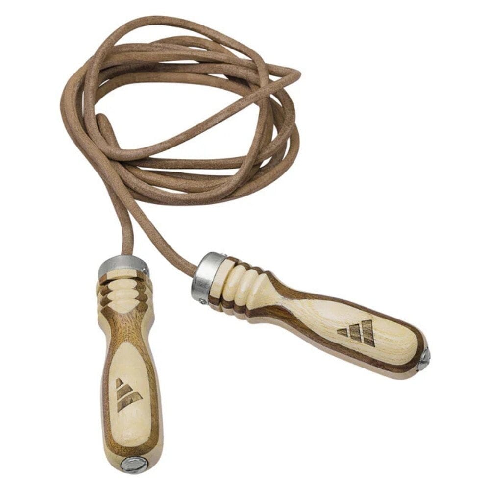 Adidas Leather Skipping Rope With Wooden Handles Brown Skipping Ropes Adidas Brown 9ft 