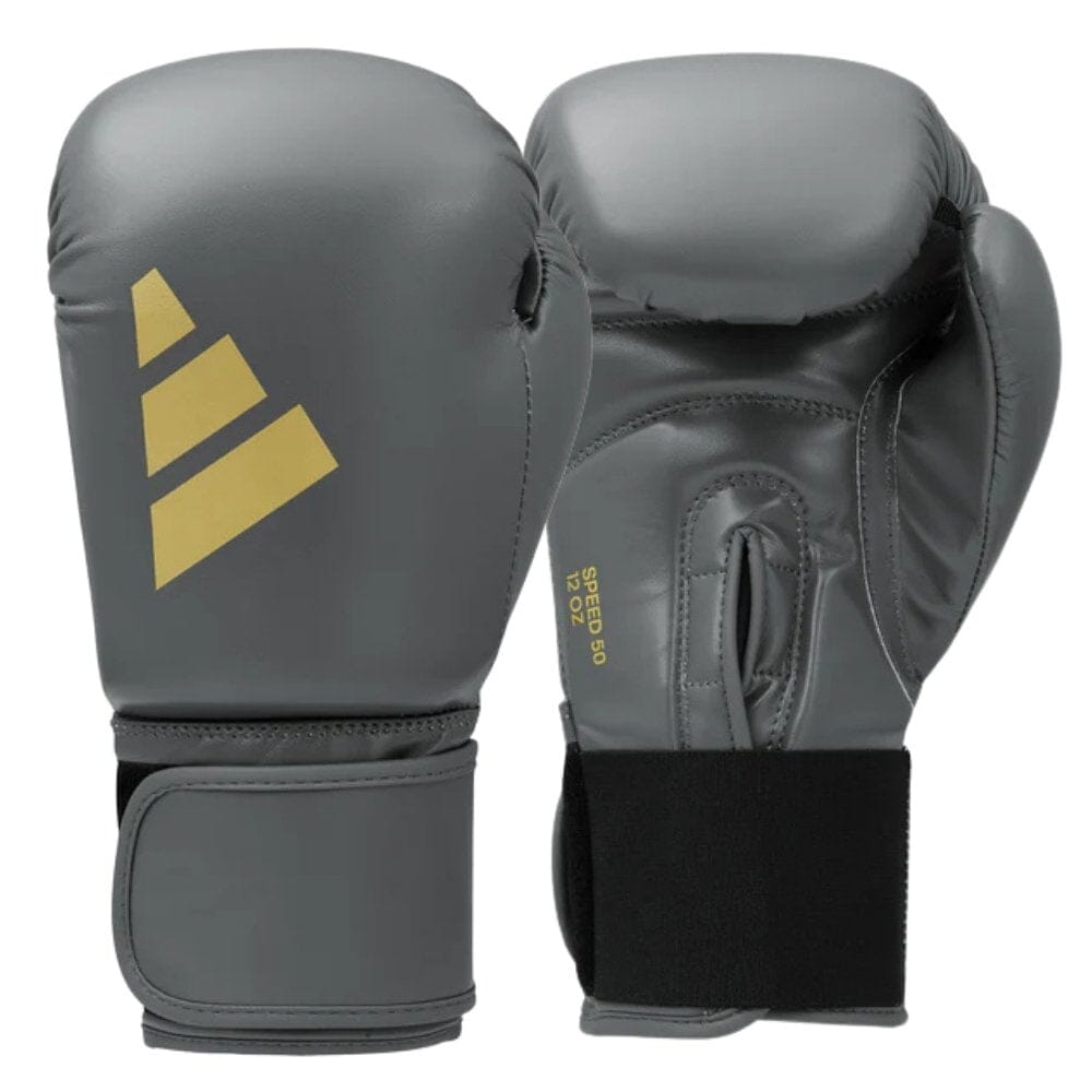 Adidas Speed 50 Gel Boxing Gloves Ash Grey/Gold Boxing Gloves Adidas Ash Grey/Gold 12oz 