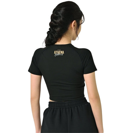 Athena Crop Tee with Shelf Bra Black