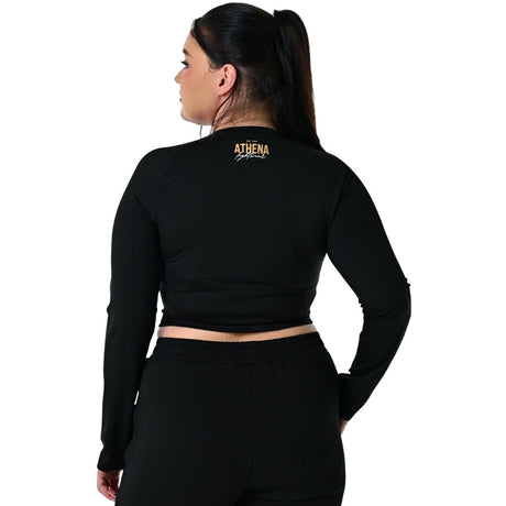 Athena Long Sleeved Crop Top Black