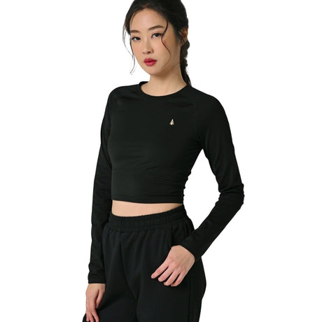 Athena Long Sleeved Crop Top Black