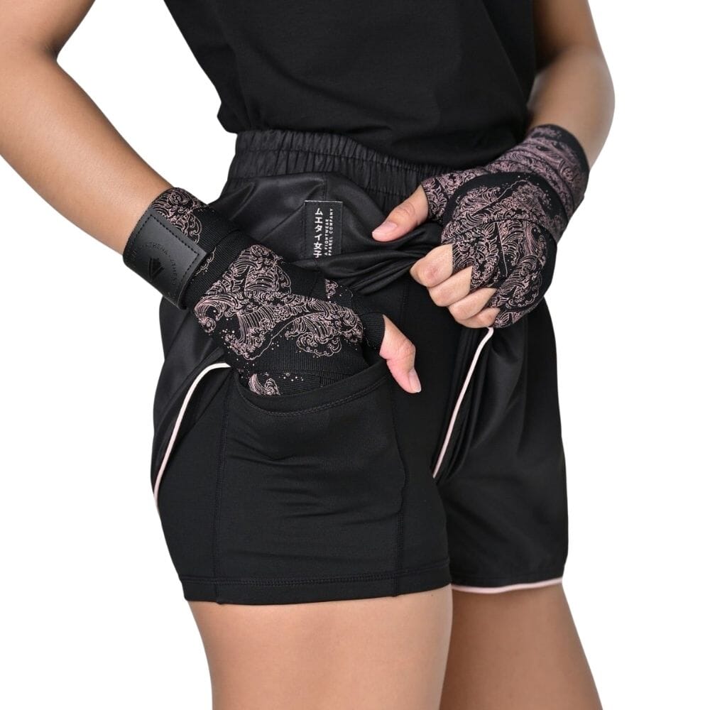 Athena Ryoko Muay Thai Shorts Black/Pink Muay Thai Shorts Athena 
