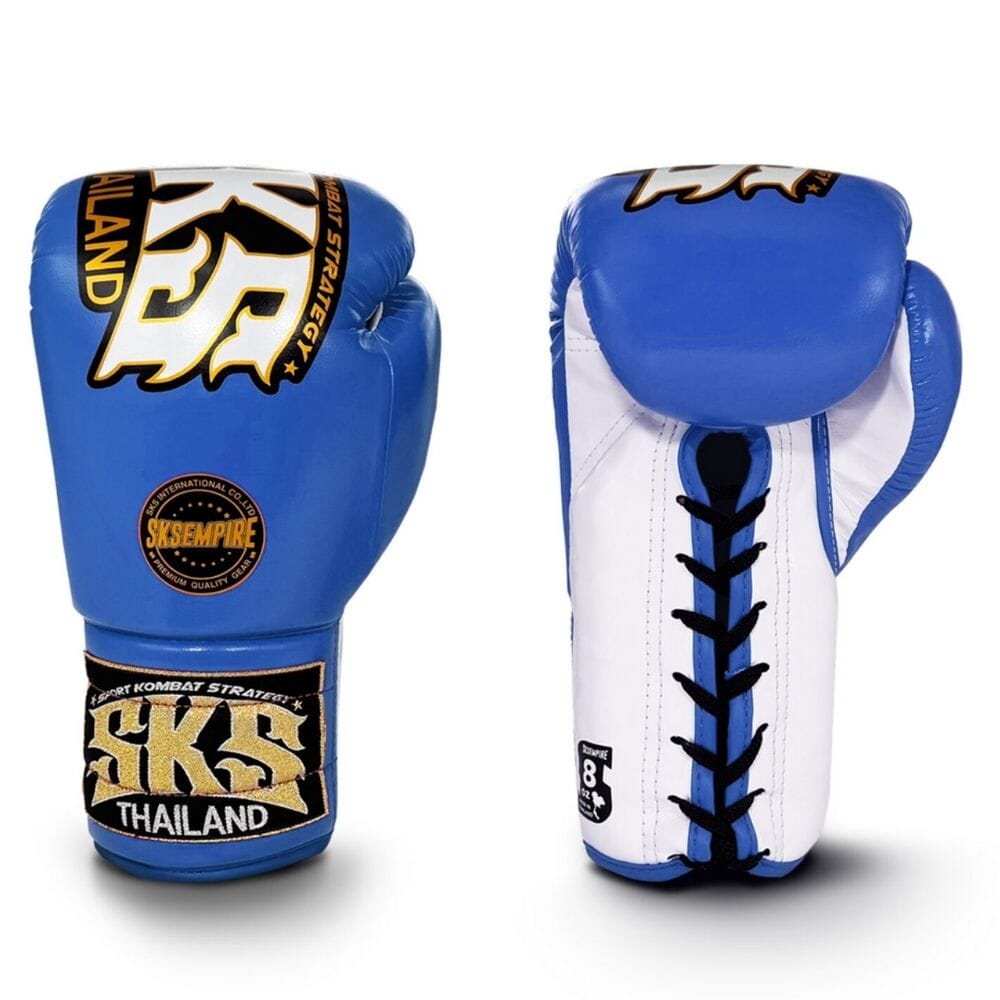 SKS Trapezoid Lace Boxing Gloves Blue Boxing Gloves SKS Blue 10oz 
