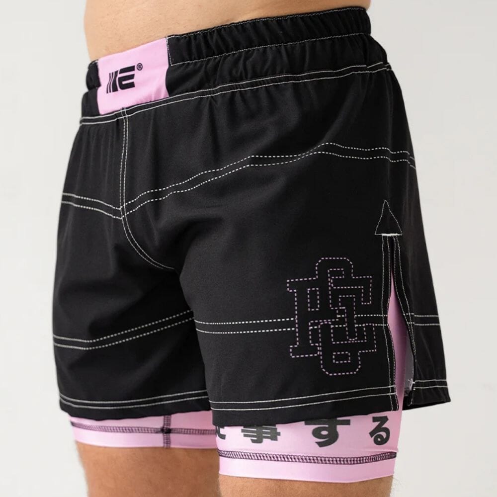 Engage Phantom 2-in-1 Hybrid Shorts Black/Pink MMA Shorts Engage 