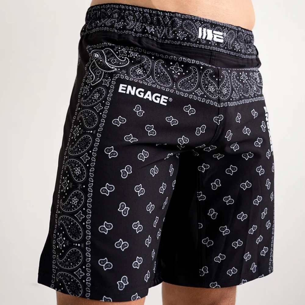 Engage Bandana MMA Grappling Shorts Black/White MMA Shorts Engage 