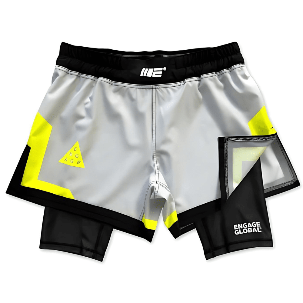 Engage Cool Grey 2-in-1 Fight Shorts MMA Shorts Engage Small 