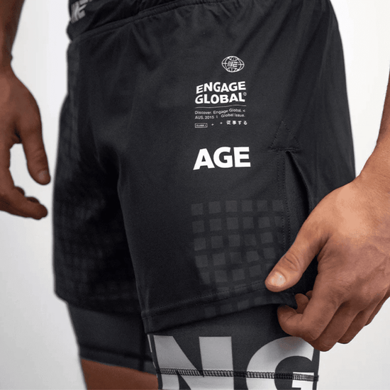 Engage Grid Tech 2 in 1 Hybrid Shorts MMA Shorts Engage 