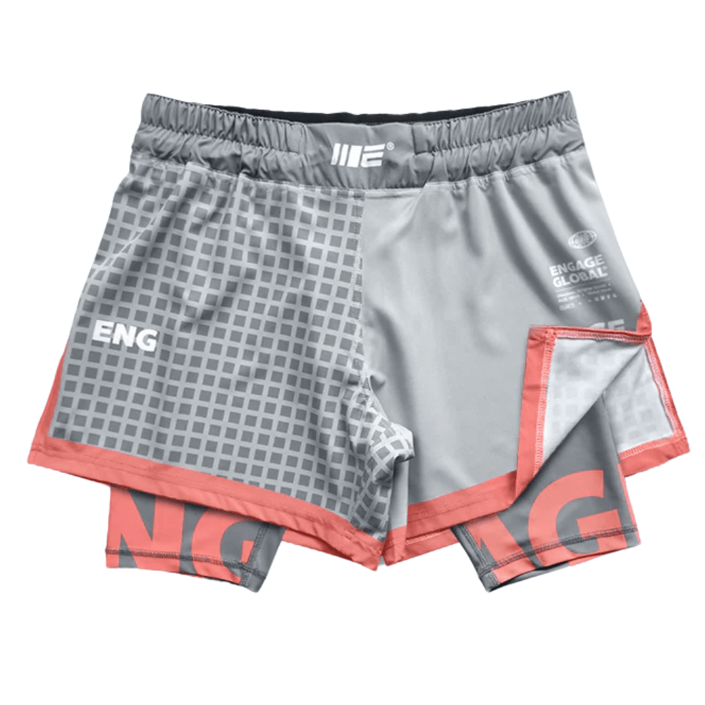 Engage Grid Tech 2 in 1 Hybrid Shorts MMA Shorts Engage Grey Small 