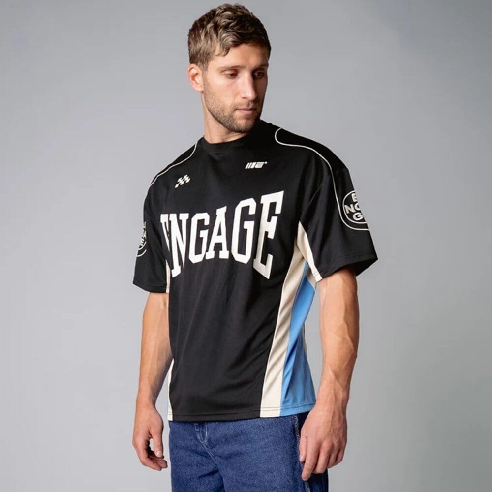 Engage MX Short Sleeve Jersey Black/White/Blue T-Shirts Engage 