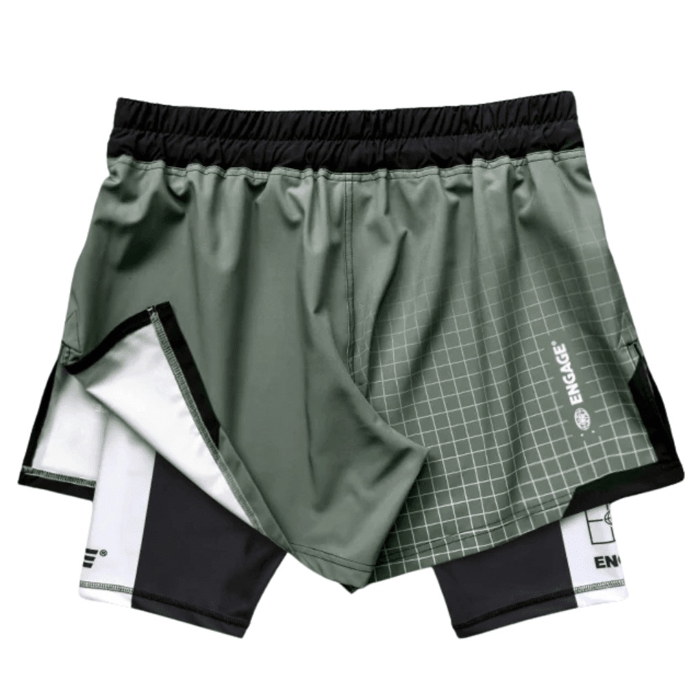 Engage Olive Graph 2-in-1 Hybrid Shorts MMA Shorts Engage 