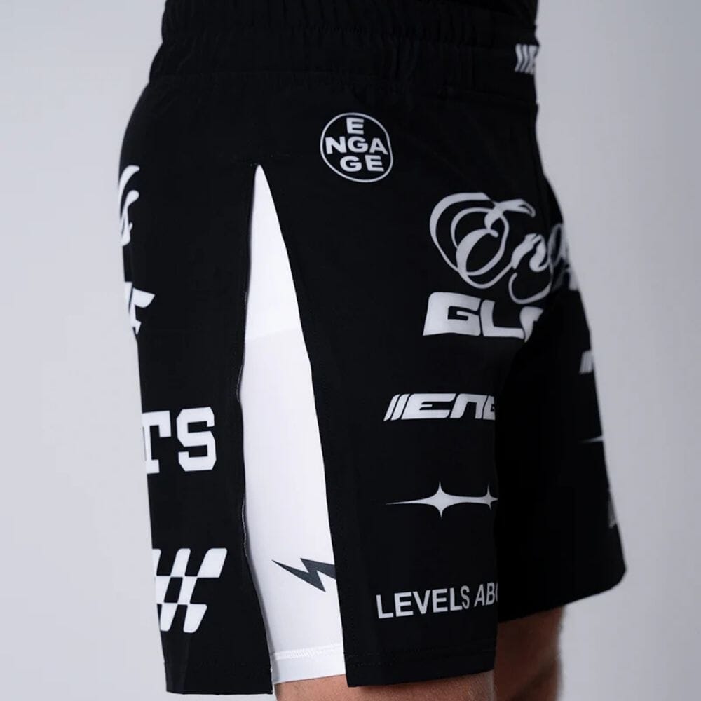 Engaging Shorts Engage Pit Crew 2-in-1 Gladiator Shorts Black/White – MMA Fight Store