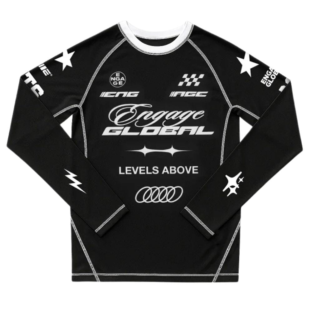 Engage Pit Crew Long Sleeve Rashguard Black/White Rashguards Engage Black/White Small 