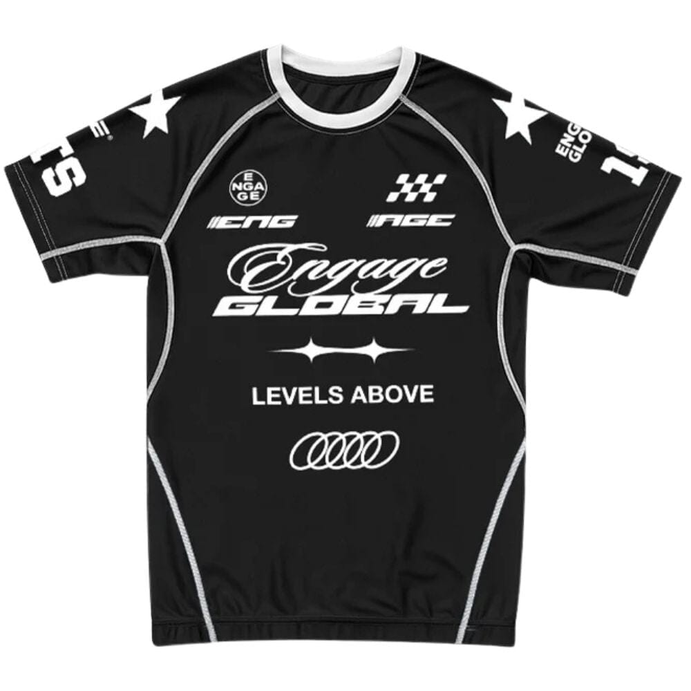 Engage Pit Crew Short Sleeve Rashguard Black/White Rashguards Engage Black/White Small 