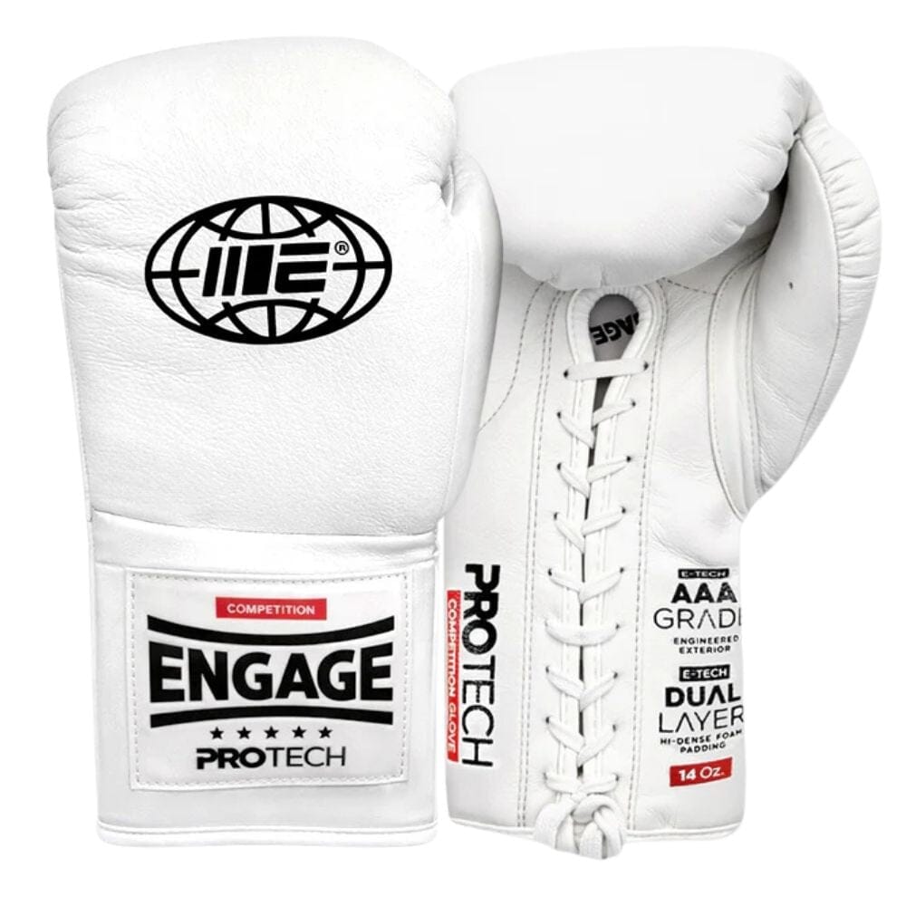 Engage Pro-Tech Competition Laced Boxing Gloves White Boxing Gloves Engage White 10oz 