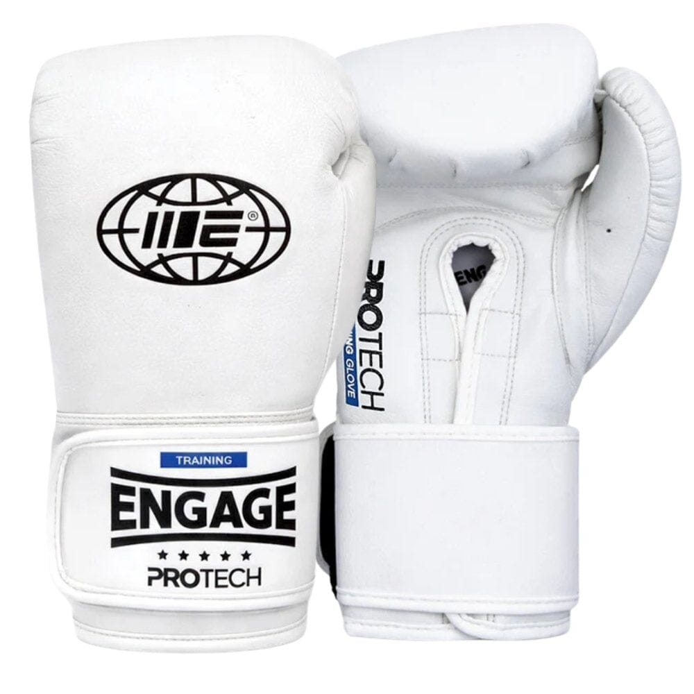 Engage Pro-Tech Hook & Loop Boxing Gloves White Boxing Gloves Engage White 10oz 
