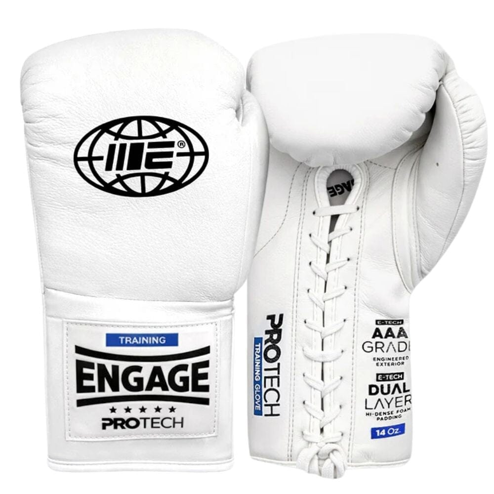 Engage Pro-Tech Laced Boxing Gloves White Boxing Gloves Engage White 16oz 