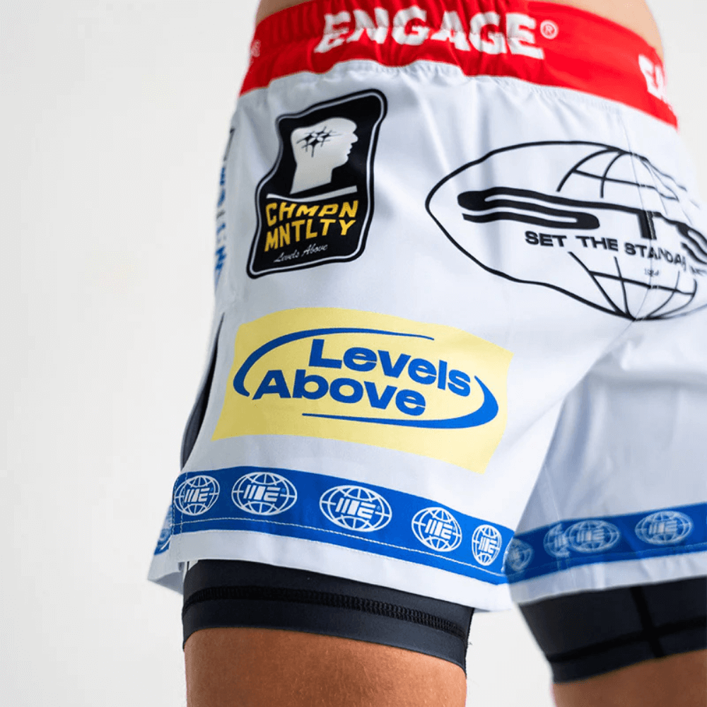 Engage Racer 2-in-1 Hybrid Shorts (White) MMA Shorts Engage 