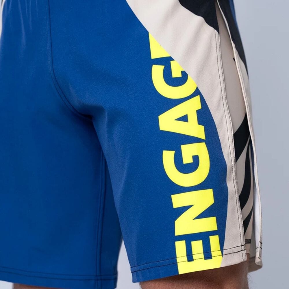 Engage Velocity 2-in-1 Gladiator Shorts Blue/White/Yellow MMA Shorts Engage 