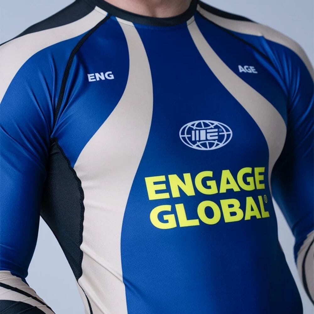 Engage Velocity Long Sleeve Rashguard Blue/White/Yellow Rashguards Engage 