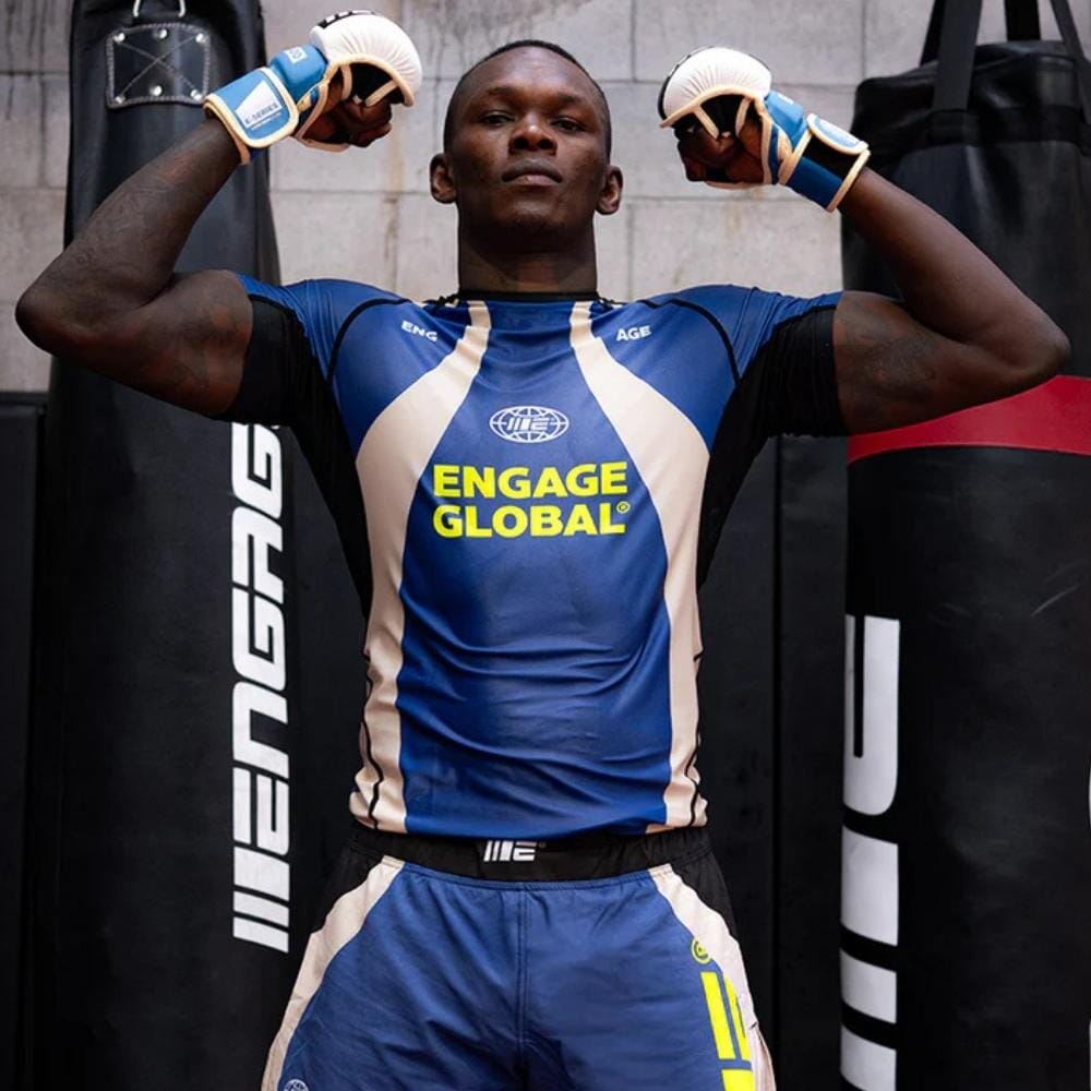 Engage Velocity Short Sleeve Rashguard Blue/White/Yellow Rashguards Engage 