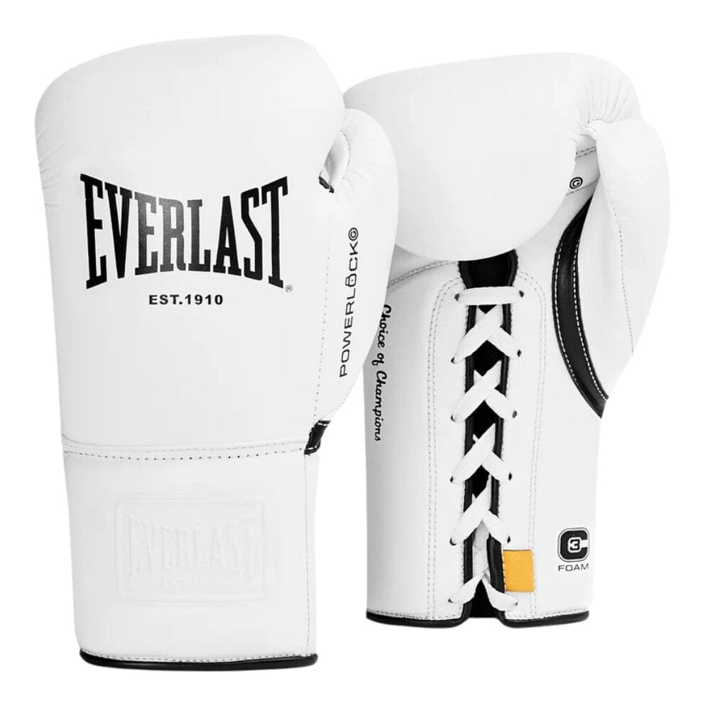 Everlast Powerlock OG Laced Fight Gloves White Boxing Gloves Everlast White 8oz 