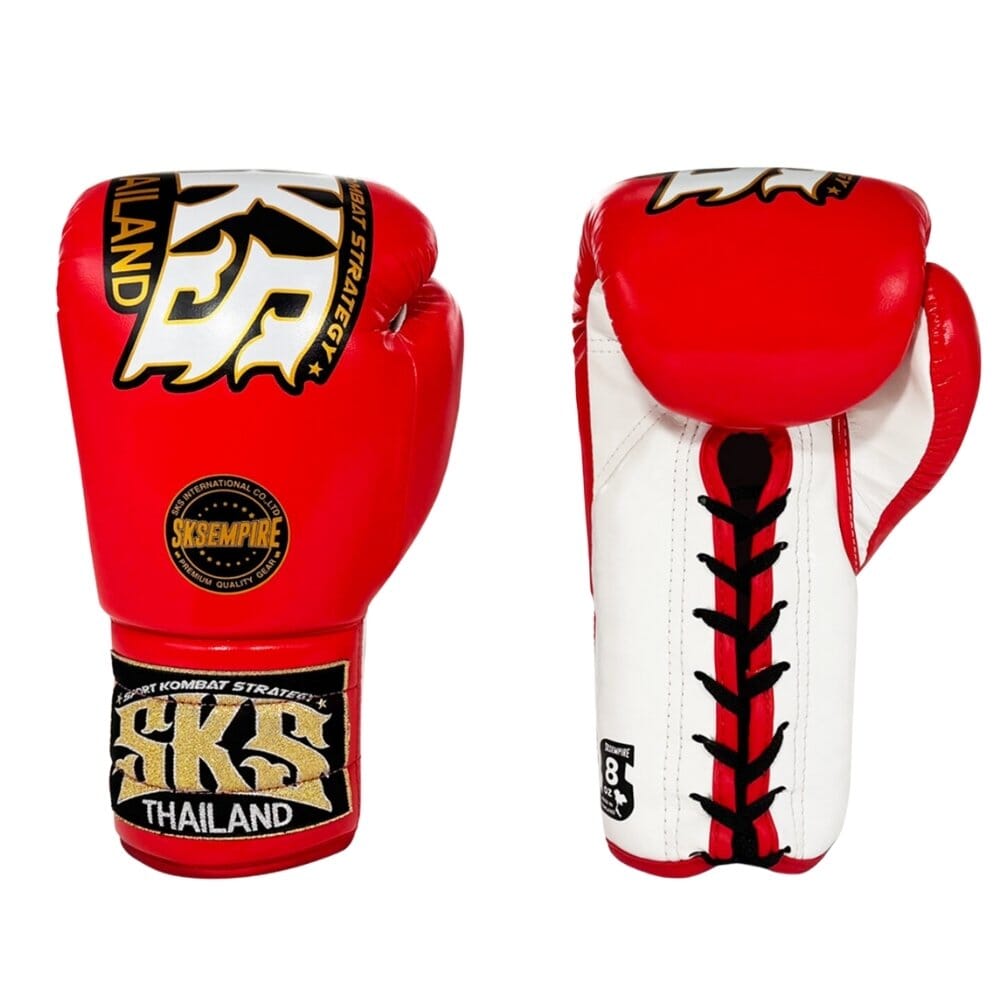 SKS Trapezoid Lace Boxing Gloves Red Boxing Gloves SKS Red 10oz 