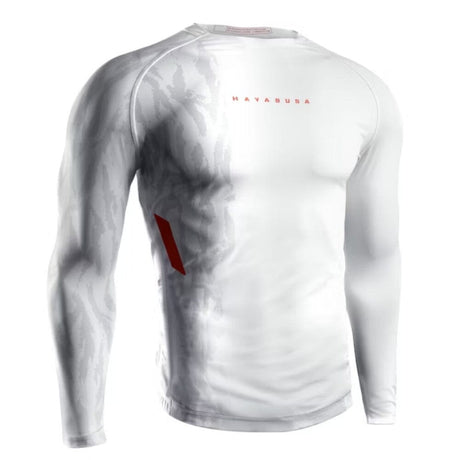Hayabusa Apex Long Sleeve Rashguard Ash White Rashguards Hayabusa Ash White Small 