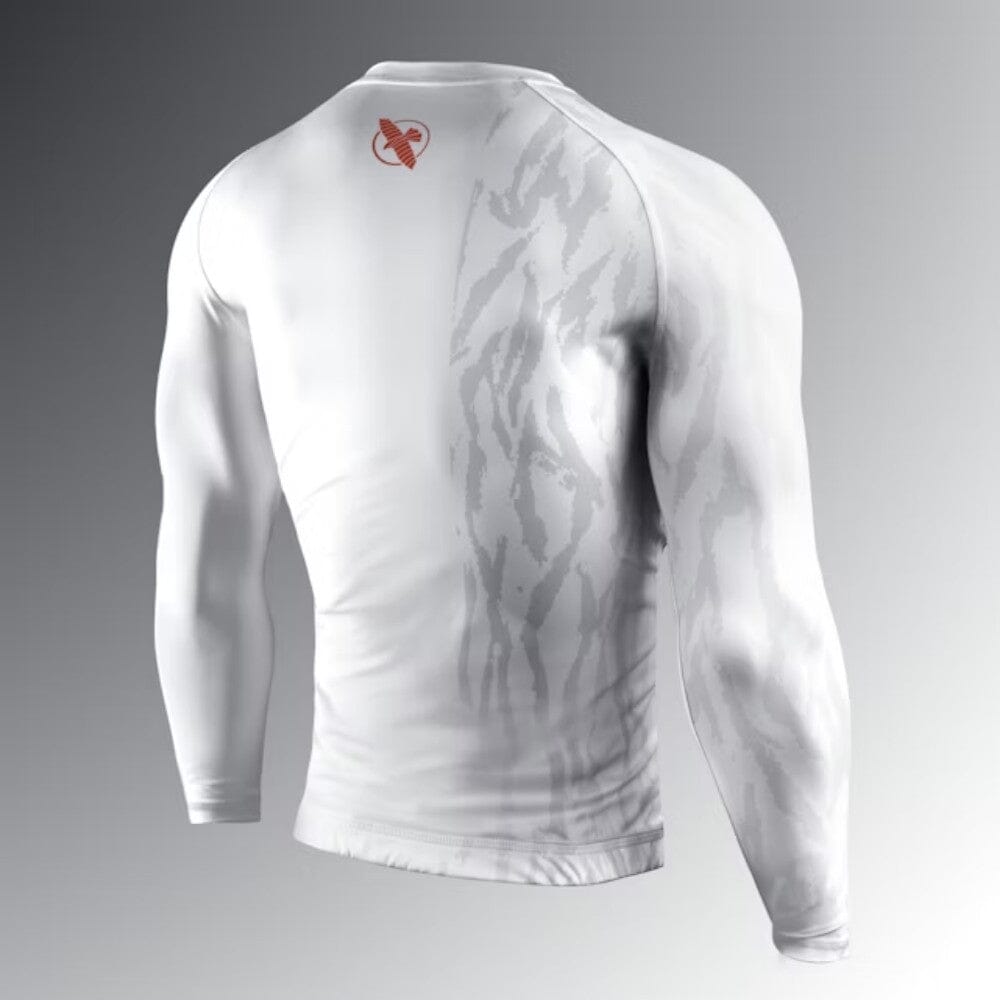 Hayabusa Apex Long Sleeve Rashguard Ash White Rashguards Hayabusa 