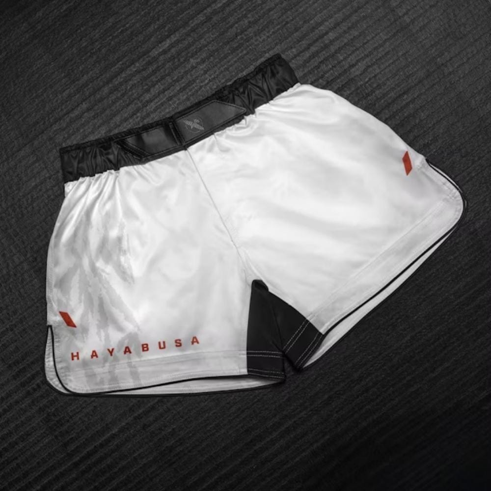 Hayabusa Apex Mid Thigh Fight Shorts Ash White MMA Shorts Hayabusa 