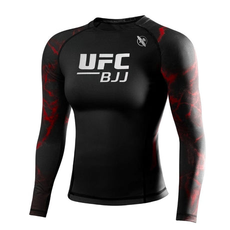 Hayabusa UFC BJJ Womens Long Sleeve Rashguard Black/Red Rashguards Hayabusa Black/Red X Small 